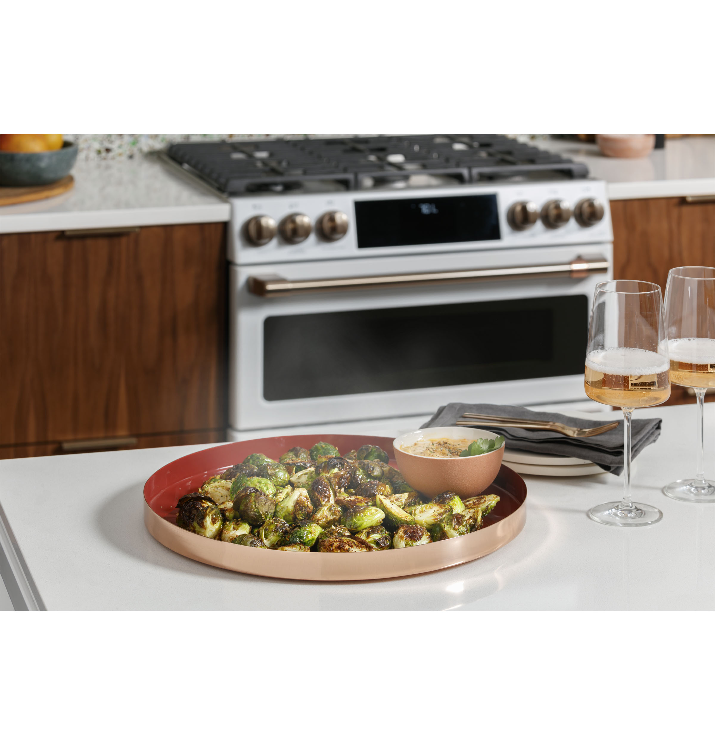 CAFÉ™ 30" Smart Slide-In, Front-Control, Gas Double-Oven Range with Convection view 3