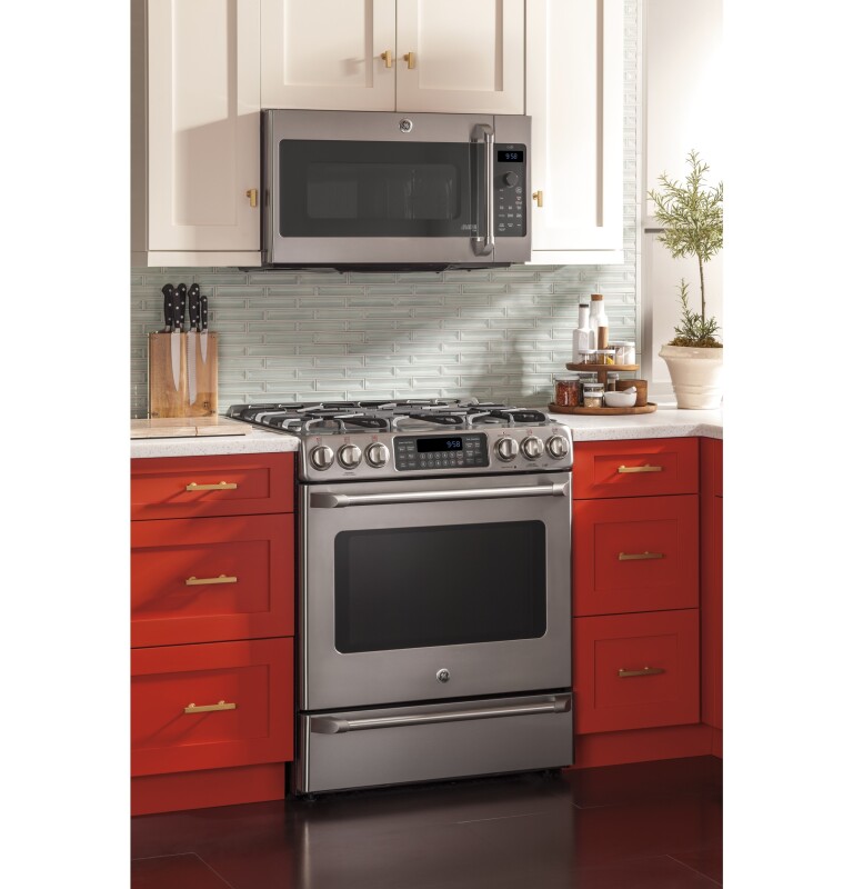 Café Series 30" Slide-in Front Control Range With Baking Drawer CGS985SETSS
