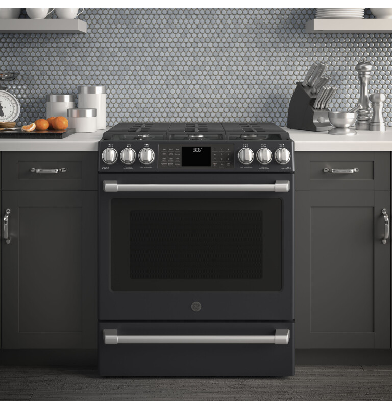 Café Series 30" Slide-in Front Control Range With Warming Drawer CGS986EELDS