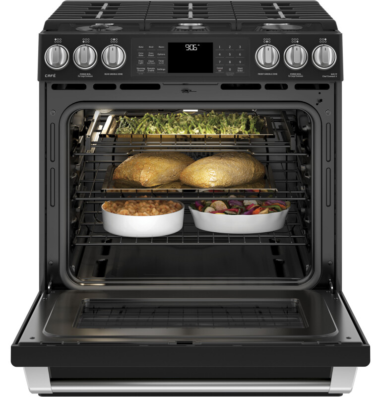 Café Series 30" Slide-in Front Control Range With Warming Drawer CGS986EELDS