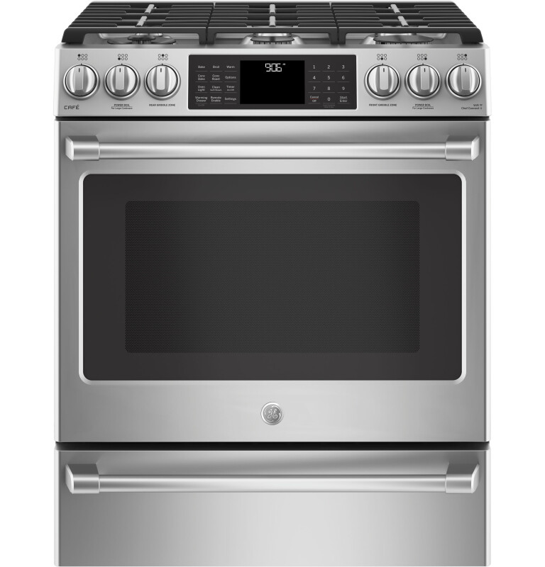 GE Series 30" Slide-In Front Control Range with Warming Drawer CGS986SELSS