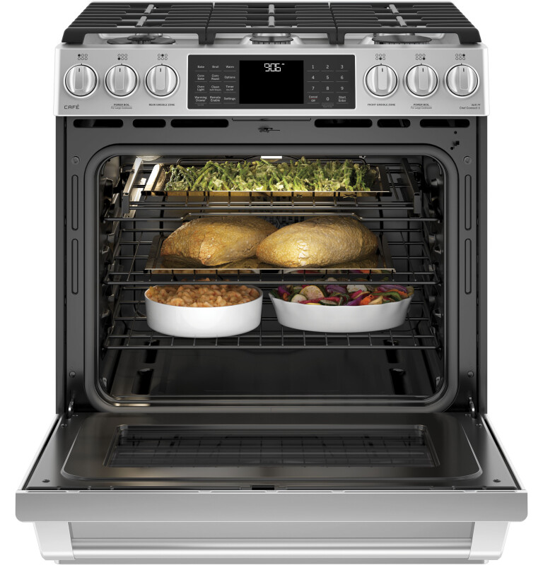 GE Series 30" Slide-In Front Control Range with Warming Drawer CGS986SELSS