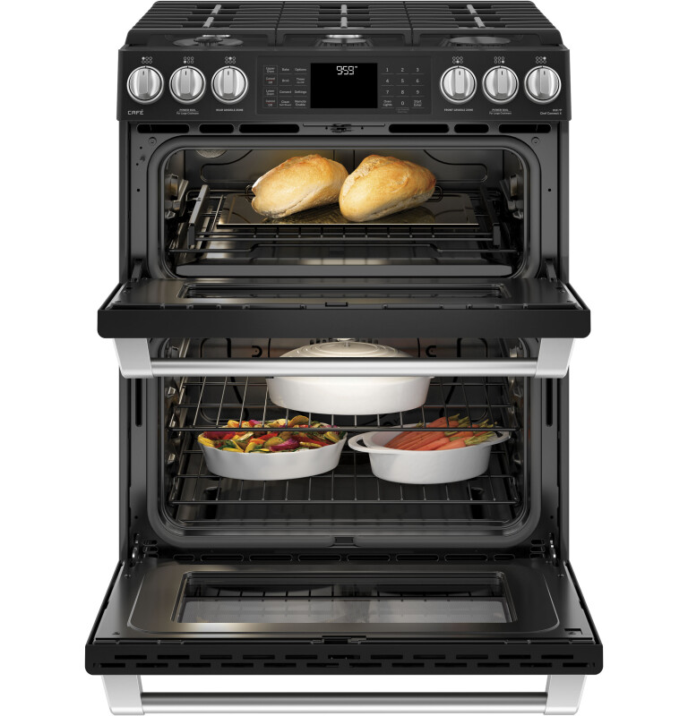 Café Series 30" Slide-in Front Control Gas Double Oven With Convection Range CGS995EELDS