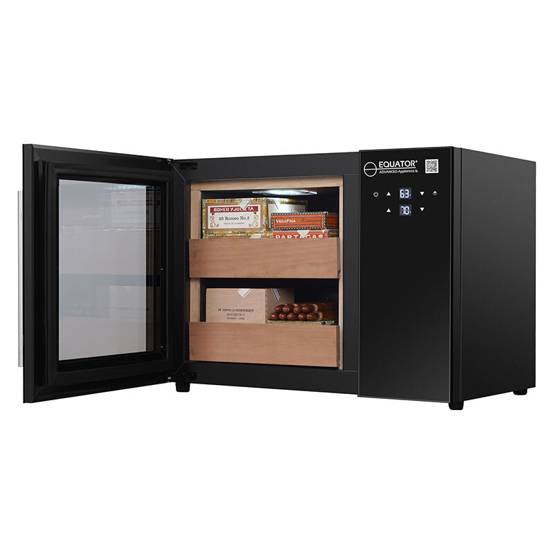 Compact Cigar Humidor 1.4cf TEMP/HUMIDITY UV Glass Cedar shelves 110V CH140, product image 8 of 14