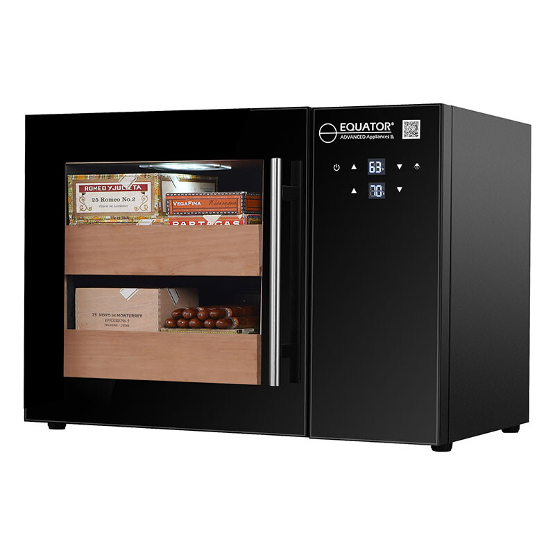 Compact Cigar Humidor 1.4cf TEMP/HUMIDITY UV Glass Cedar shelves 110V CH140, product image 9 of 14