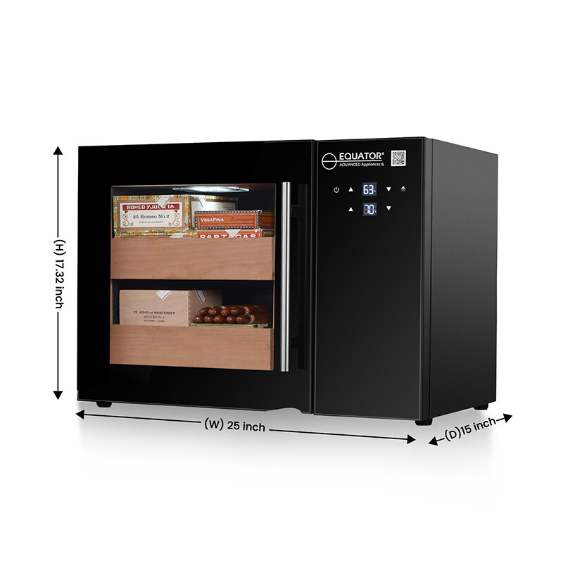 Compact Cigar Humidor 1.4cf TEMP/HUMIDITY UV Glass Cedar shelves 110V CH140, product image 11 of 14