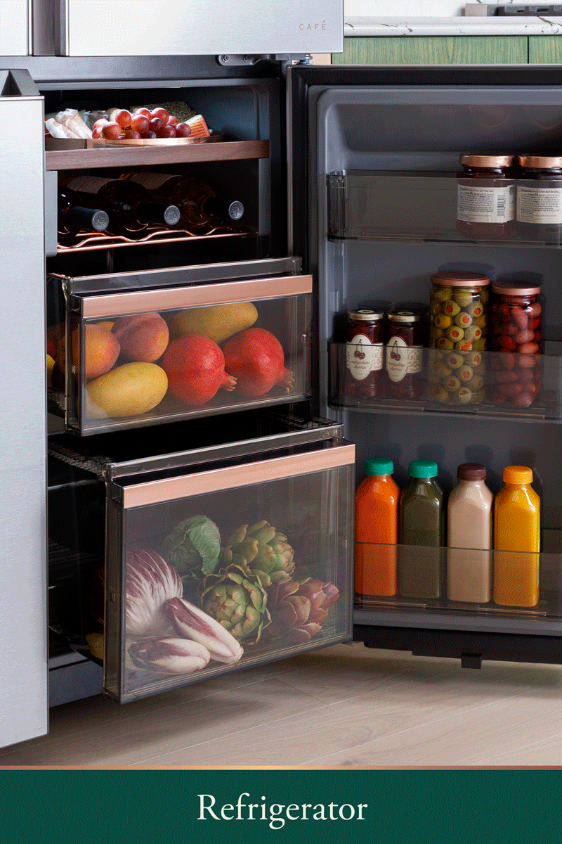 CAFÉ™ ENERGY STAR® 22.9 Cu. Ft. Smart Counter-Depth Quad-Door Refrigerator in Platinum Glass with Dual-Dispense AutoFill Pitcher view 6