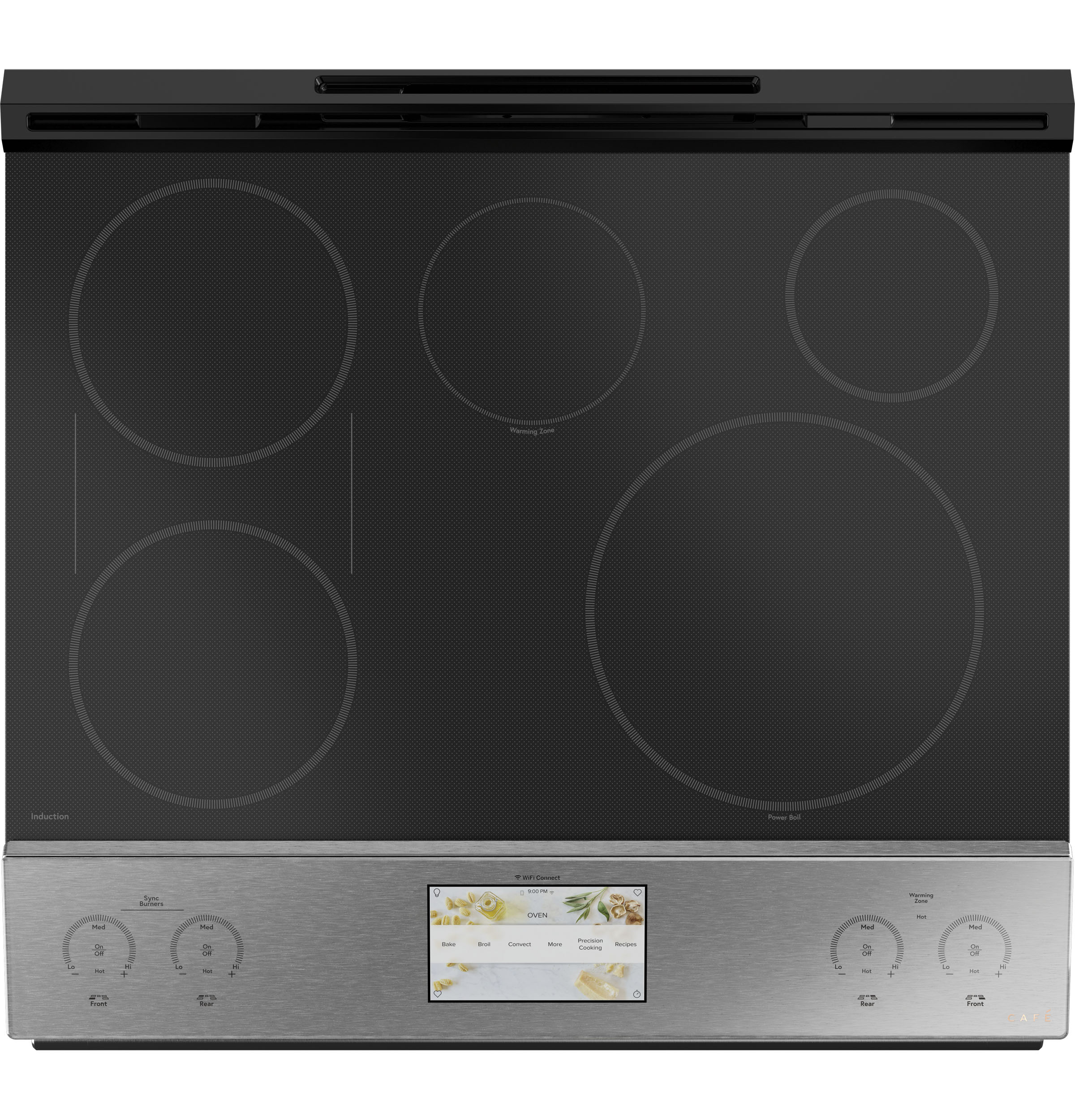 Café 30" Smart Slide-in, Front-control, Induction And Convection Range In Platinum Glass CHS900M2NS5