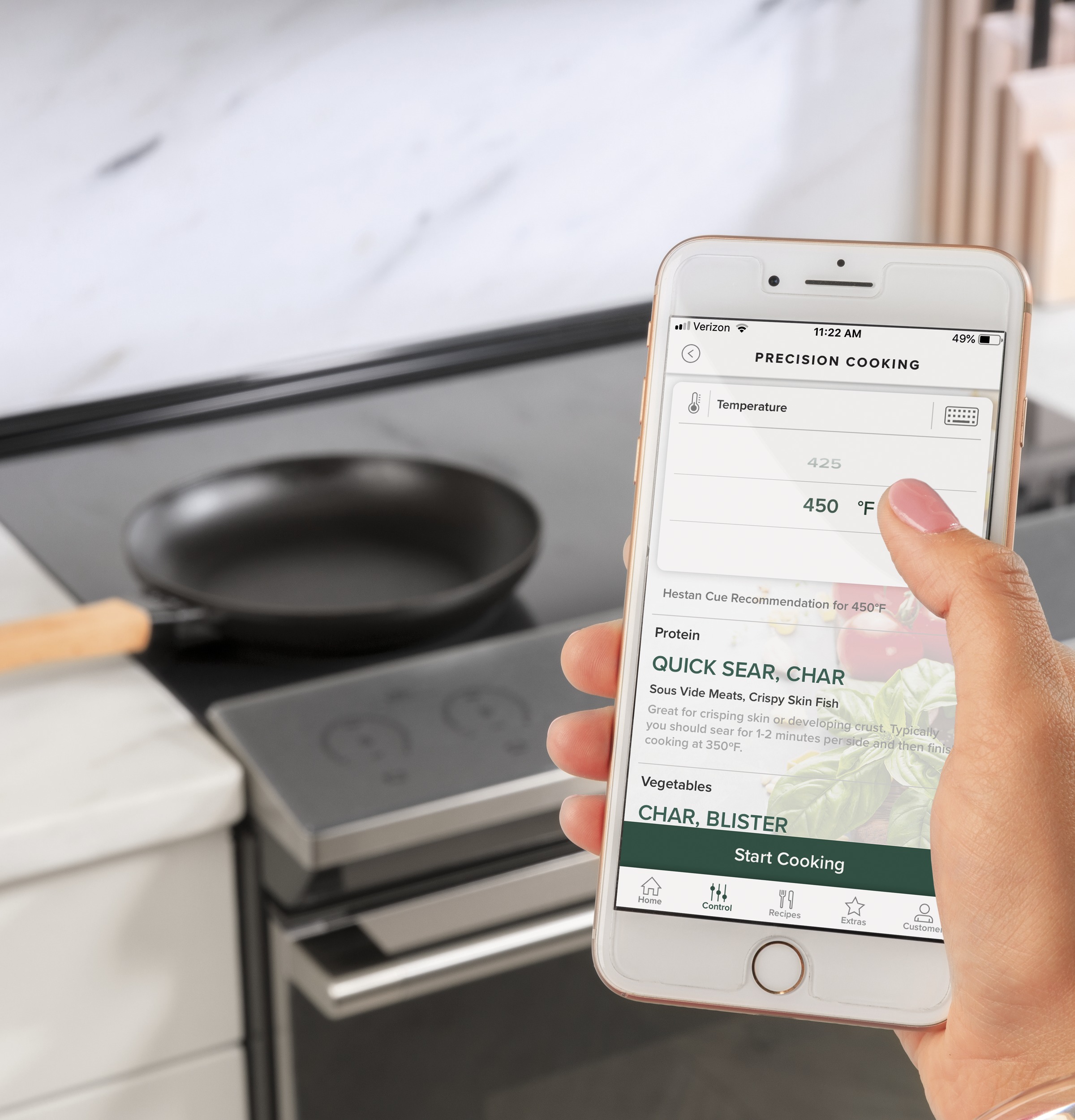 CAFÉ™ 30" Smart Slide-In, Front-Control, Induction and Convection Range with In-Oven Camera in Platinum Glass view 12