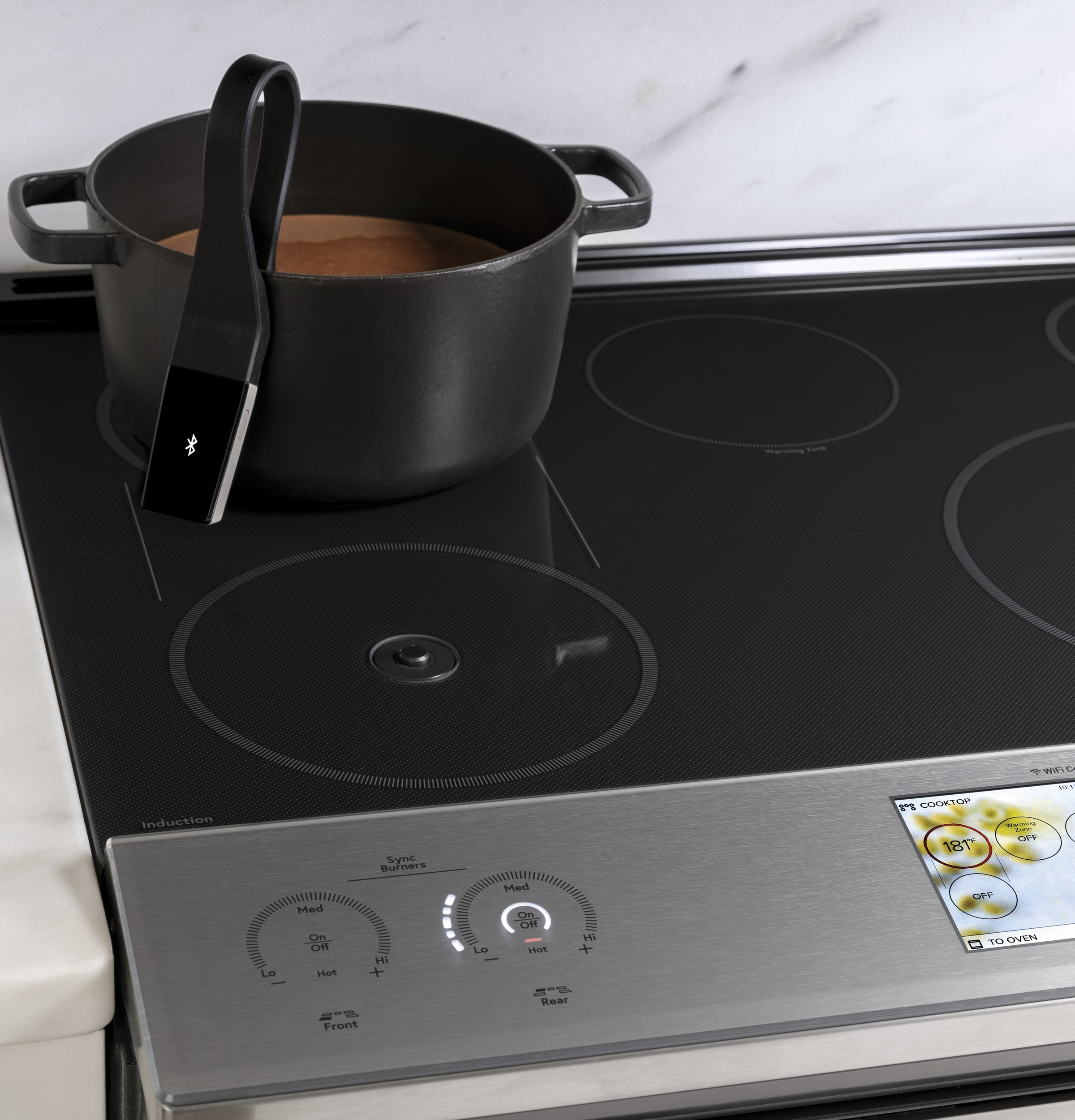 CAFÉ™ 30" Smart Slide-In, Front-Control, Induction and Convection Range with In-Oven Camera in Platinum Glass view 6