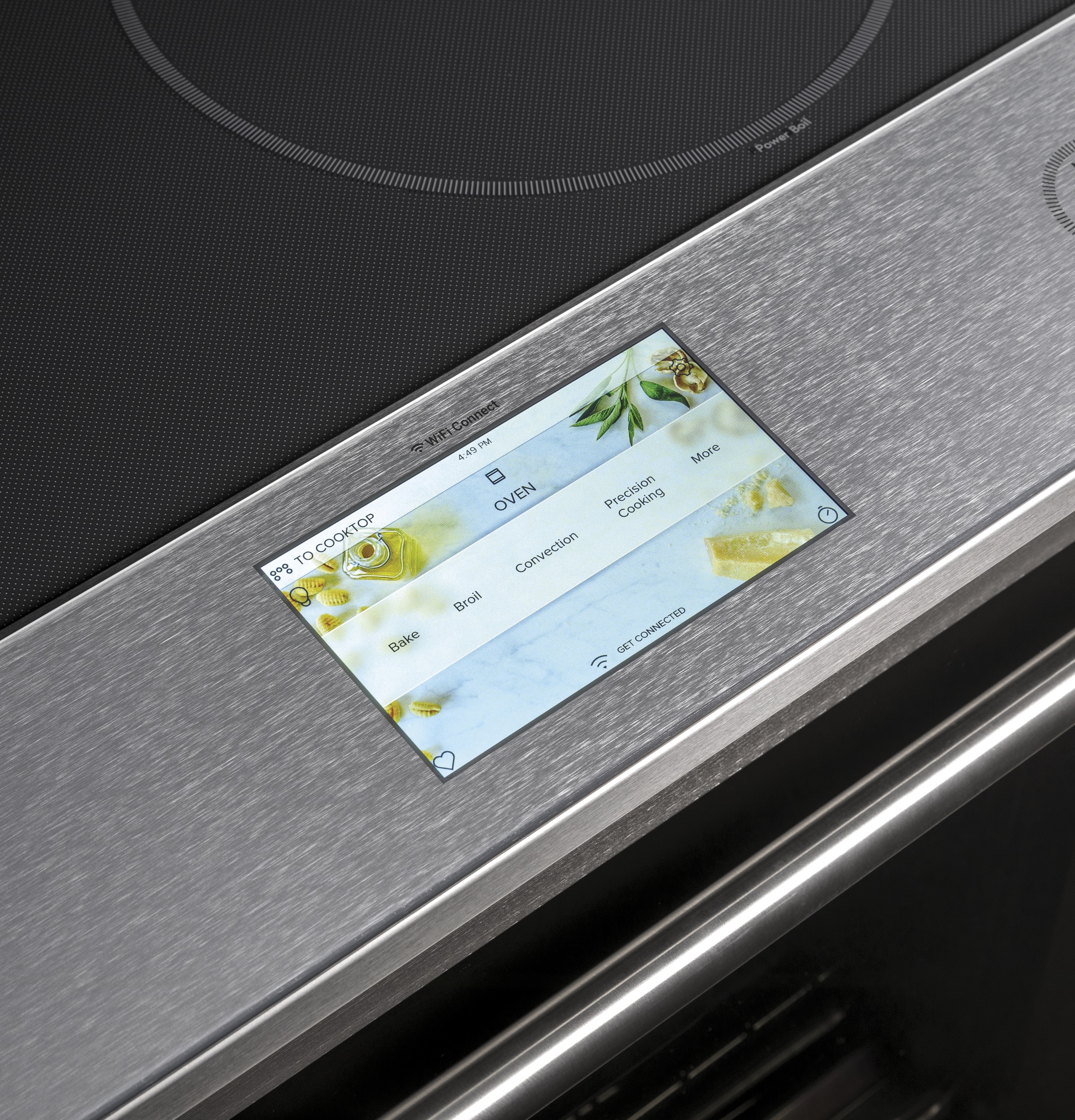 CAFÉ™ 30" Smart Slide-In, Front-Control, Induction and Convection Range with In-Oven Camera in Platinum Glass view 4