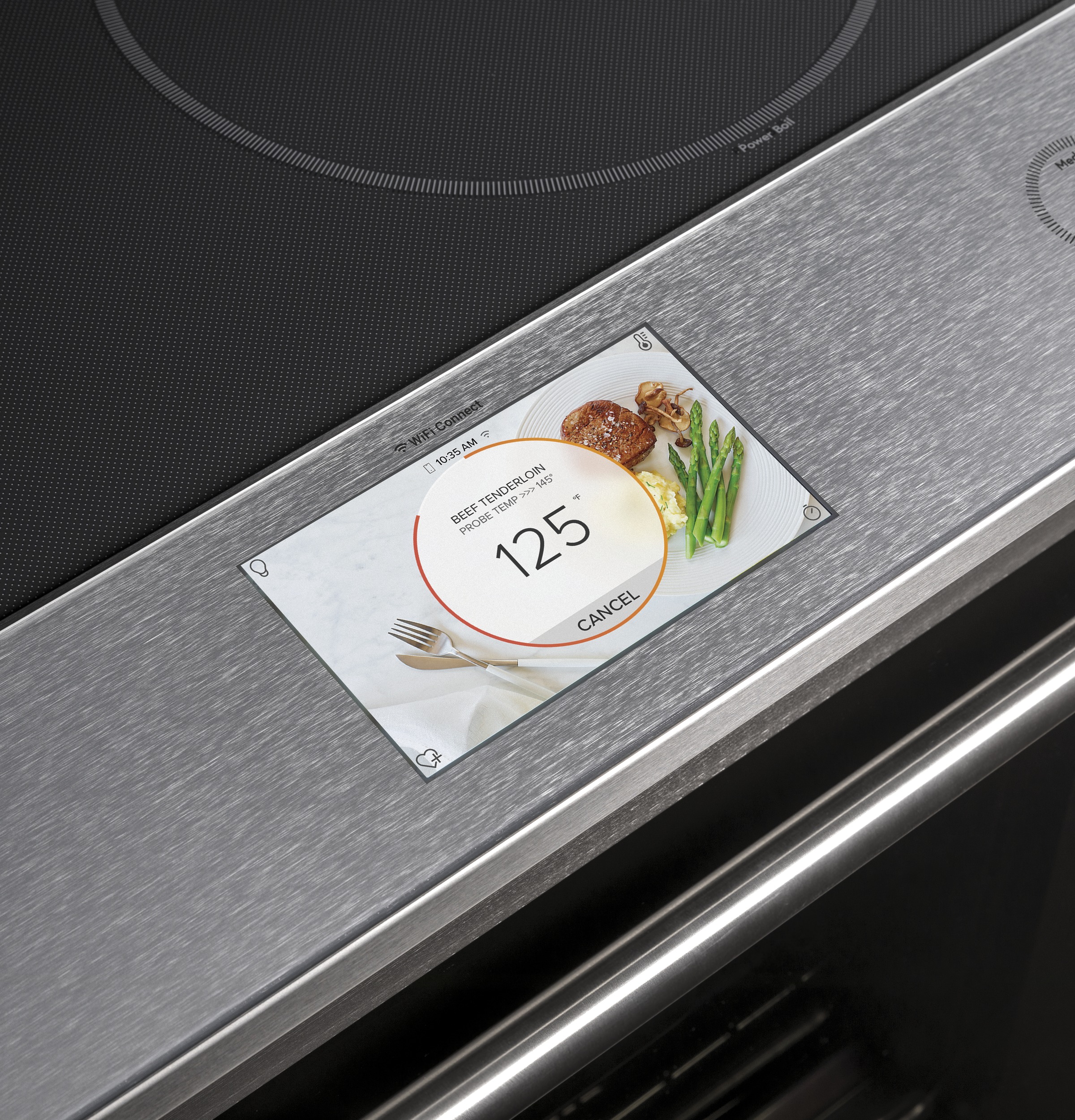 CAFÉ™ 30" Smart Slide-In, Front-Control, Induction and Convection Range with In-Oven Camera in Platinum Glass view 3