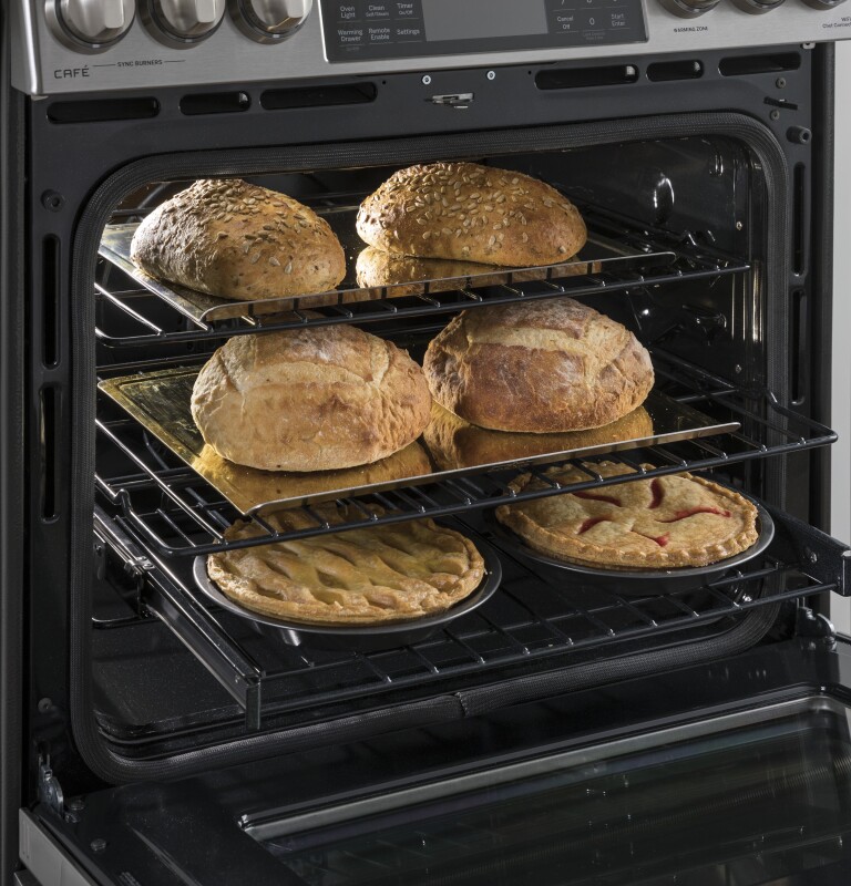 GE Series 30" Slide-In Front Control Induction and Convection Range with Warming Drawer CHS985SELSS
