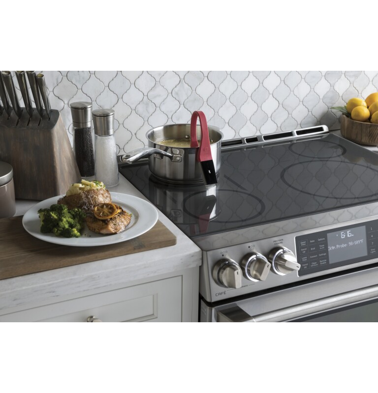 GE Series 30" Slide-In Front Control Induction and Convection Double Oven Range CHS995SELSS