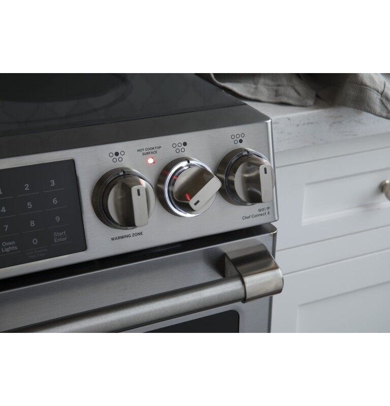 GE Series 30" Slide-In Front Control Induction and Convection Double Oven Range CHS995SELSS