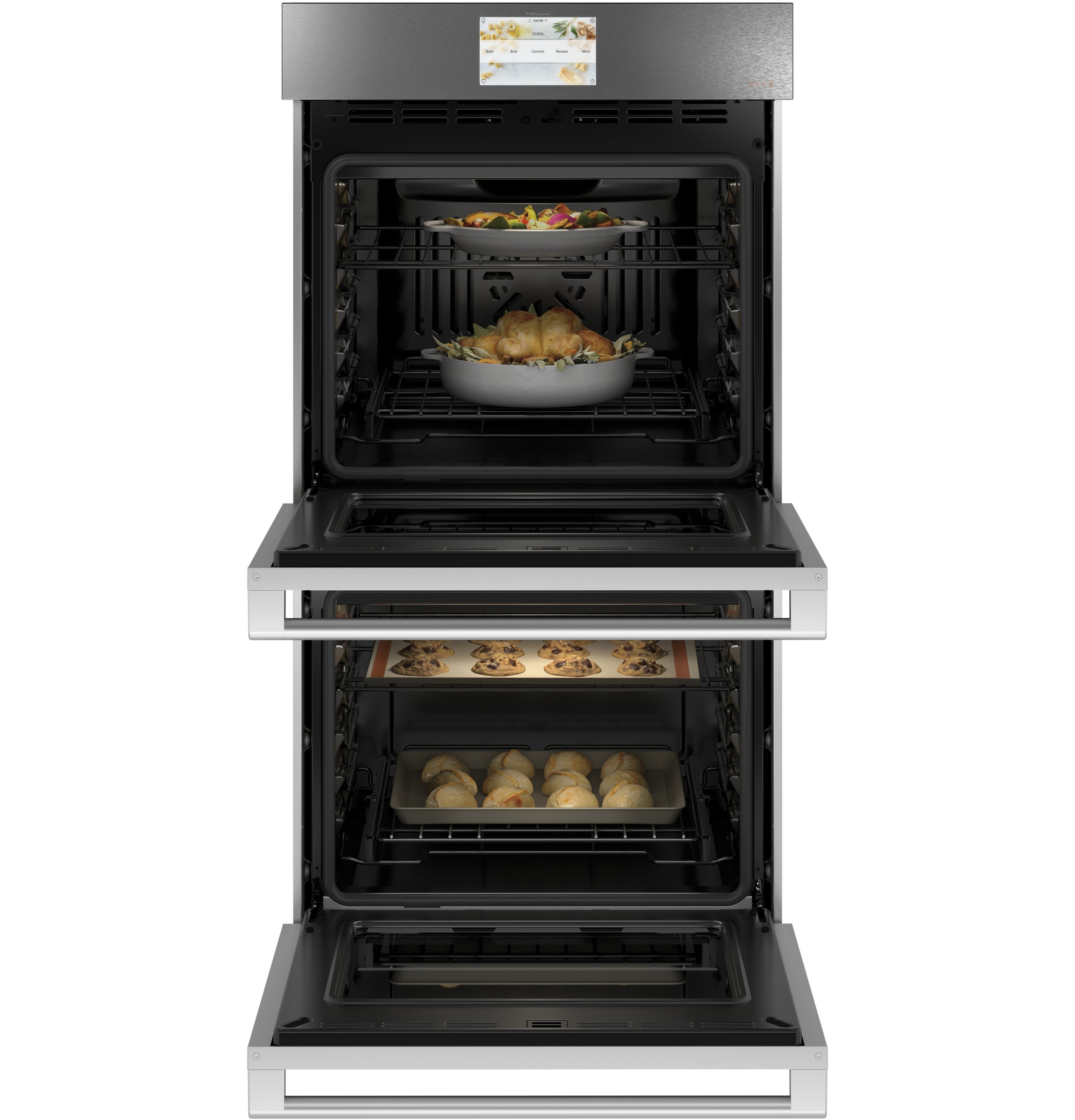 Café 27" Smart Double Wall Oven With Convection In Platinum Glass CKD70DM2NS5