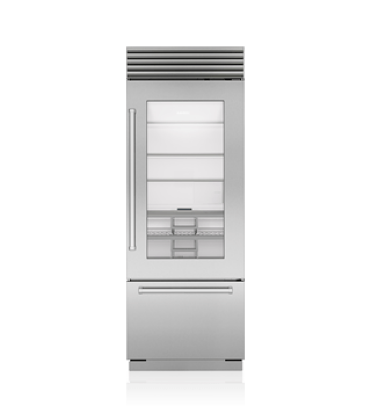 30" Classic Over-and-Under Refrigerator/Freezer with Glass Door CL3050UGSTR