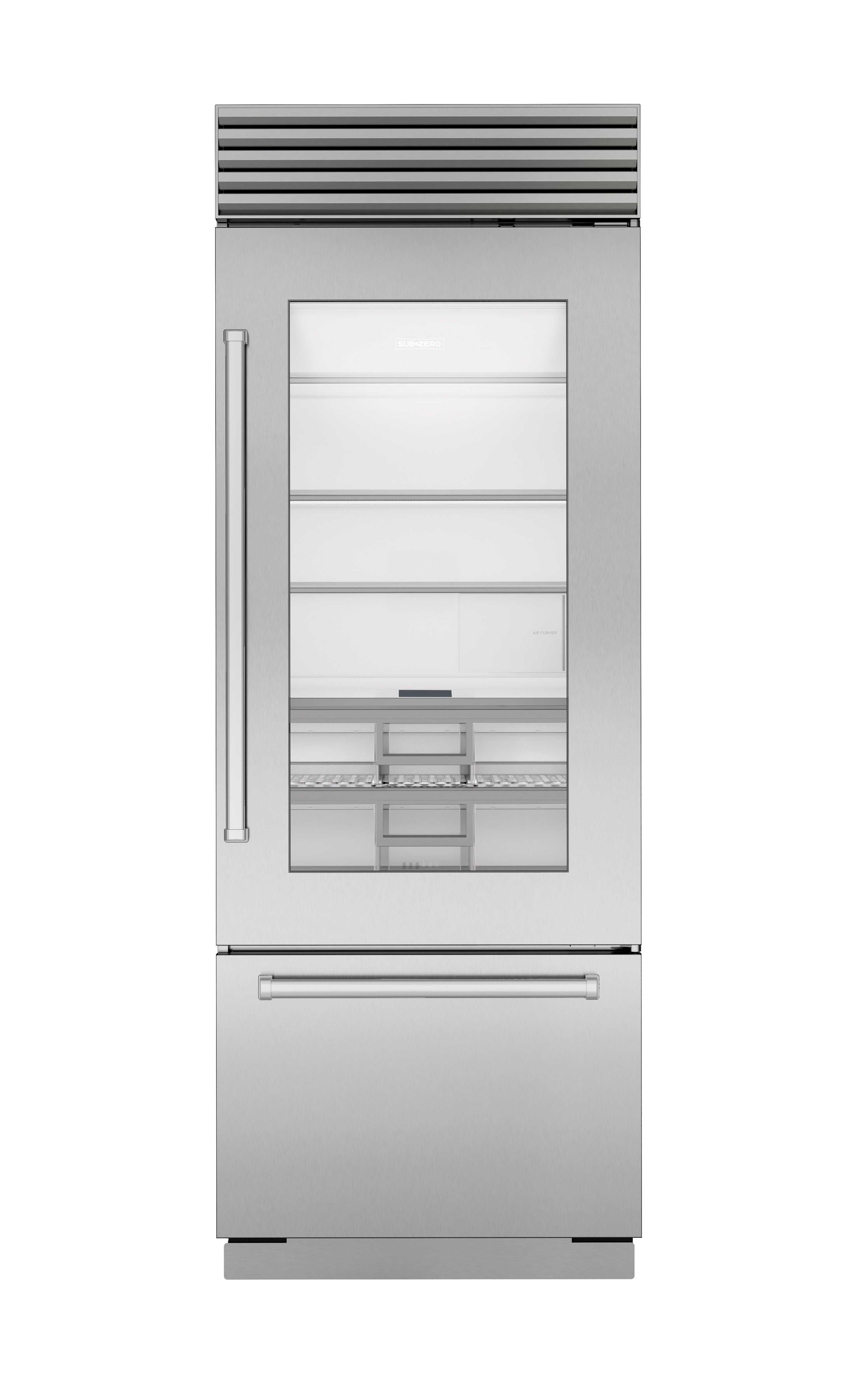 30" Classic Over-and-Under Refrigerator/Freezer with Glass Door - Tubular Handle CL3050UGSTR