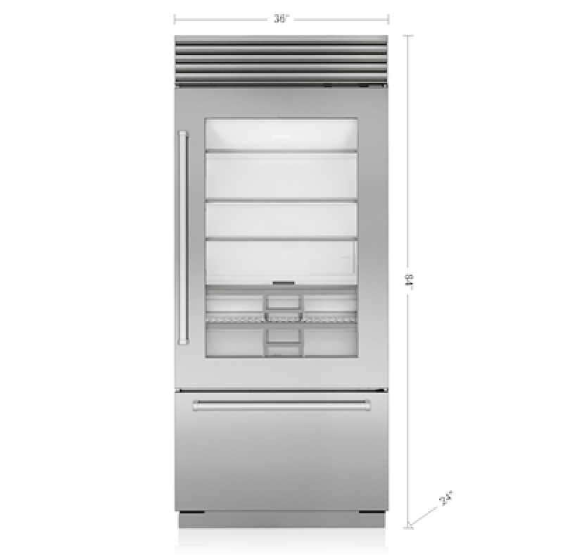 36" Classic Over-and-Under Refrigerator/Freezer with Glass Door CL3650UASTL