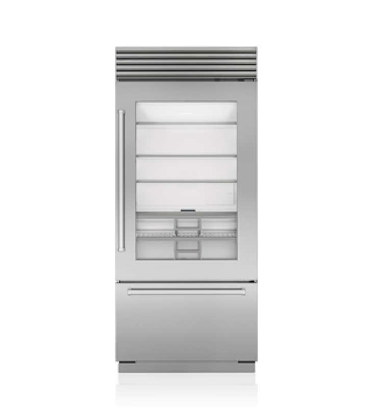 36" Classic Over-and-Under Refrigerator/Freezer with Glass Door - Tubular Handle CL3650UASTL