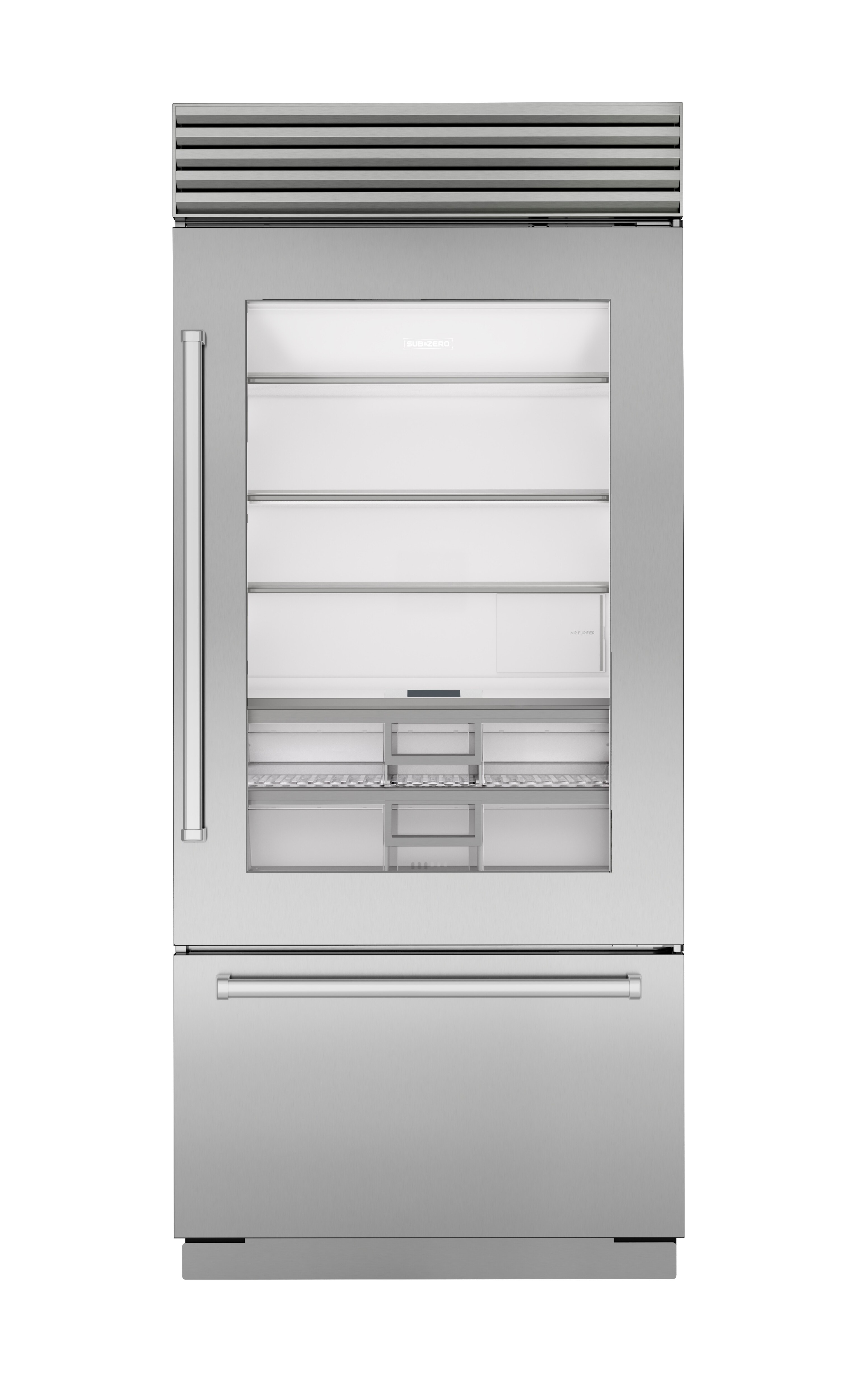 36" Classic Over-and-Under Refrigerator/Freezer with Glass Door - Tubular Handle CL3650UASTR