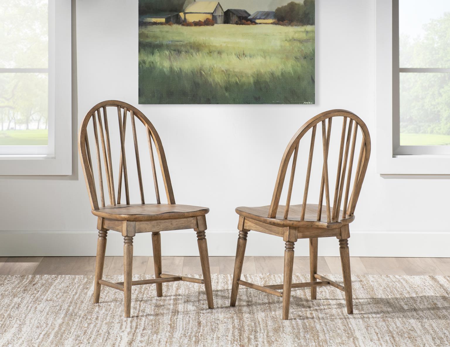Windsor Side Chair V Shape Barnwood Oak CLH4010-140 CLH4010140