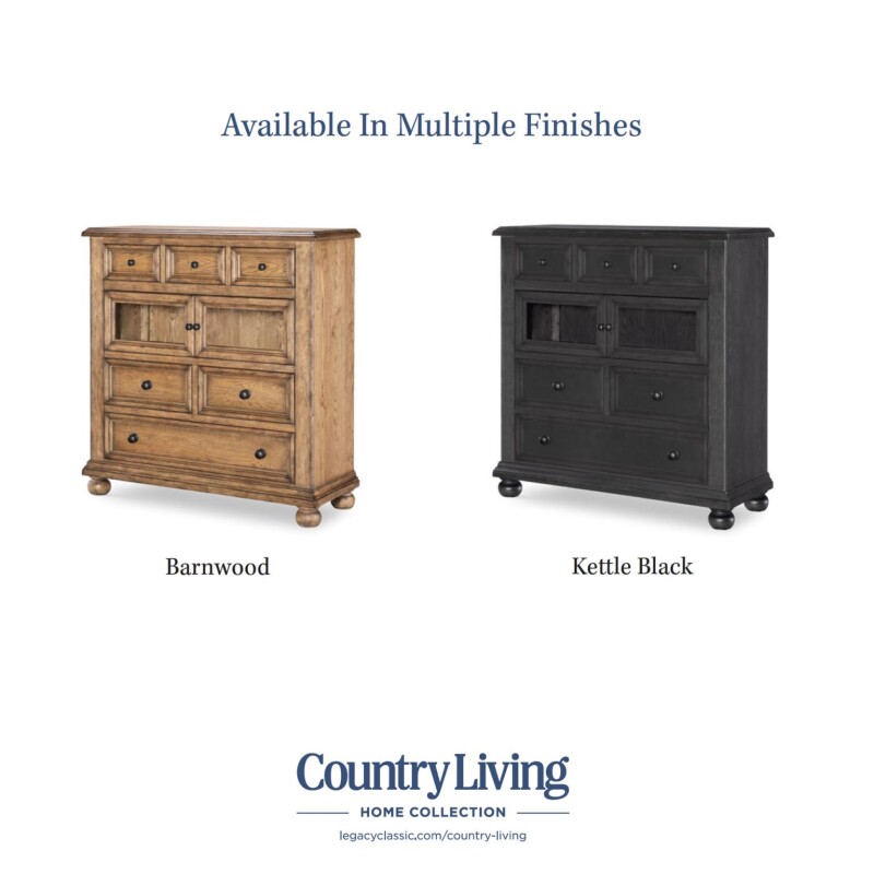 Glass Door 6 Drawer Chest Barnwood Oak CLH4010-2201 CLH40102201