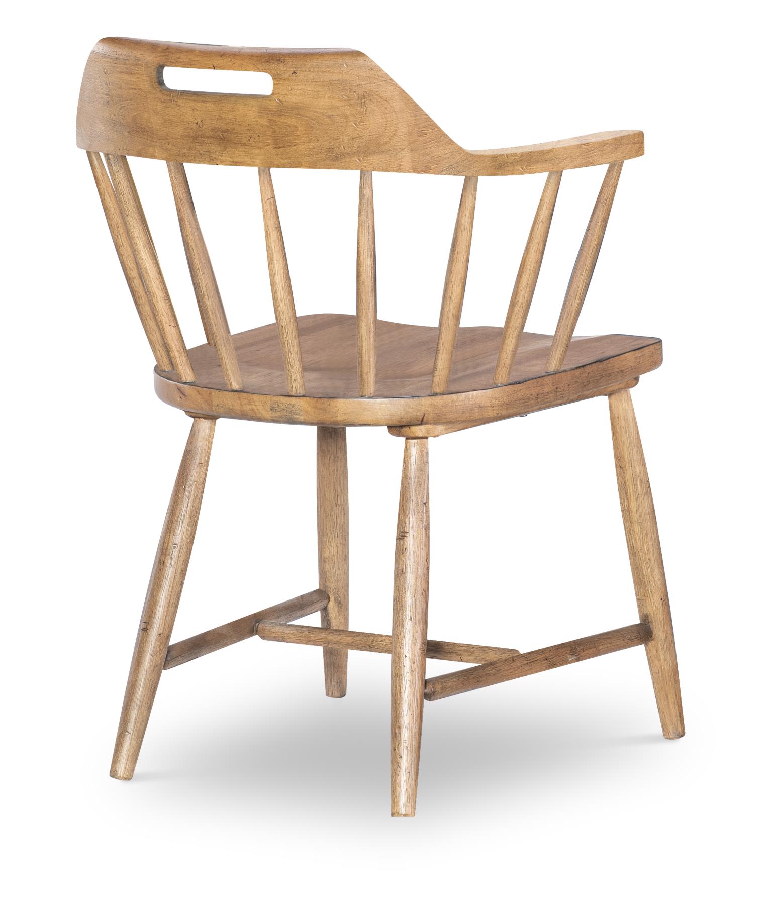 Spindle Back Arm Chair W. Handle Cut Out Barnwood Oak CLH4010-341 CLH4010341