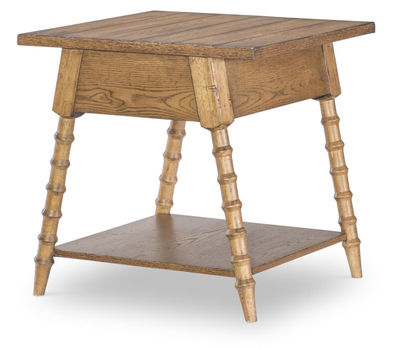 Vintage Market AT Splayed Bobbin Leg 1 Drw End Table Barnwood Oak CLH4010-505 CLH4010505