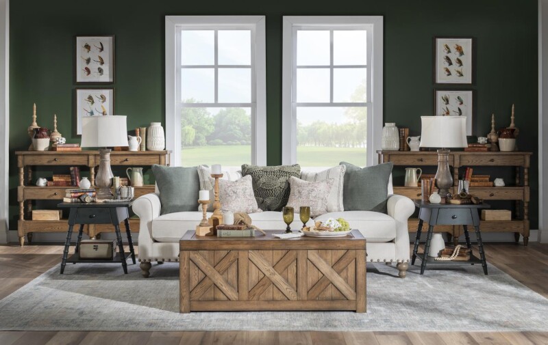 Vintage Market AT Turned Leg Console Storage Table 4 Drw Barnwood Oak CLH4010-706 CLH4010706