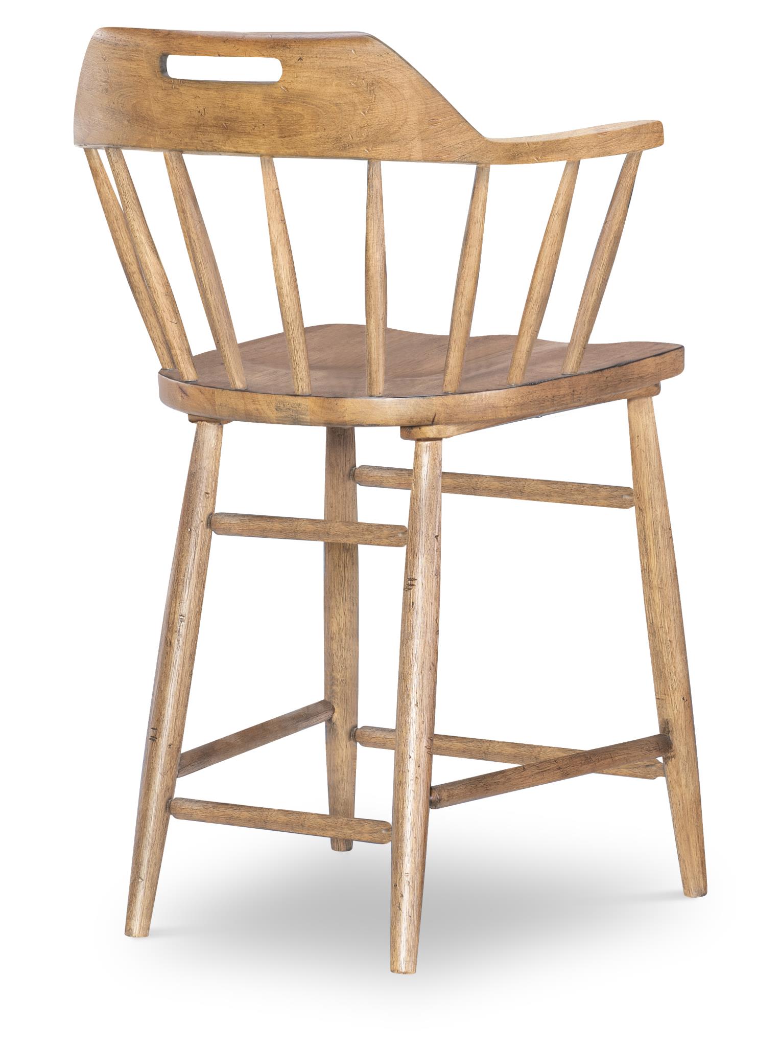 Counter Height Spindle Back Arm Chair With Handle Cut Out Barnwood Oak CLH4010-945 CLH4010945