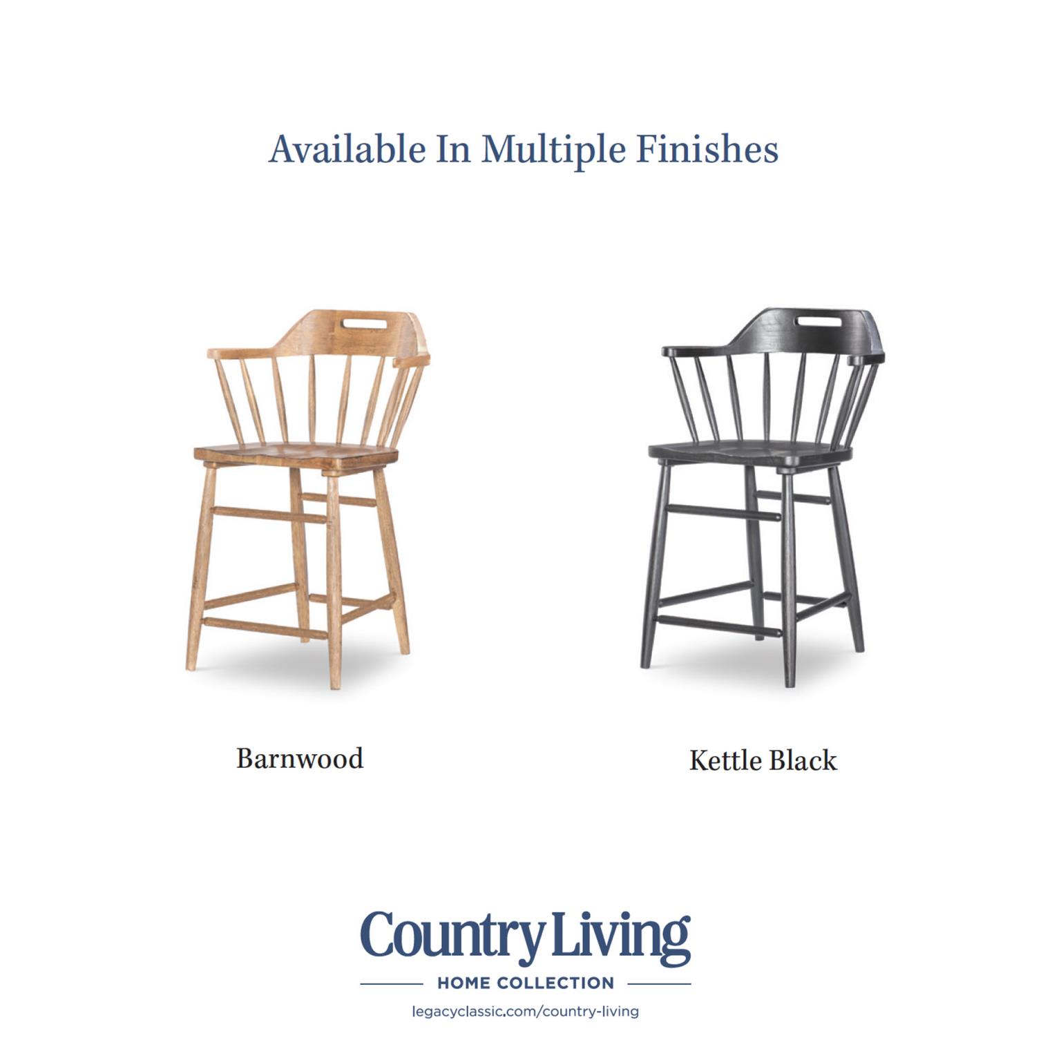 Counter Height Spindle Back Arm Chair With Handle Cut Out Barnwood Oak CLH4010-945 CLH4010945