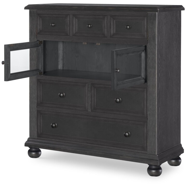 Glass Door 6 Drawer Chest Kettle Black CLH4011-2201 CLH40112201