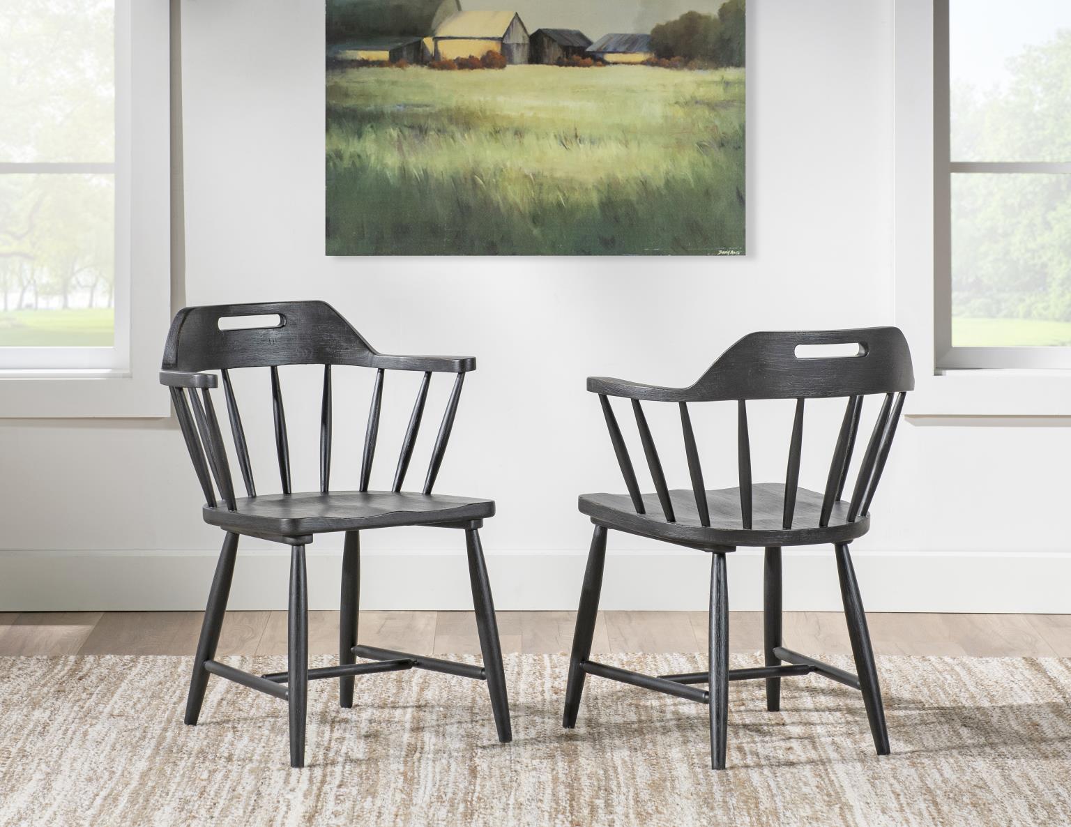 Spindle Back Arm Chair W. Handle Cut Out Kettle Black CLH4011-341 CLH4011341