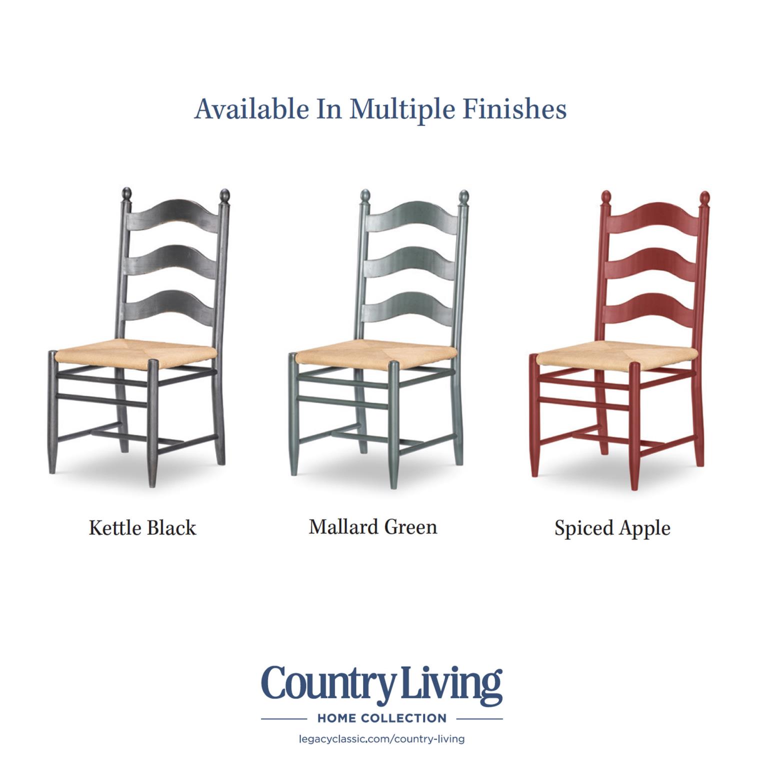 Rush Seat Ladder Back Side Chair Kettle Black CLH4011-440 CLH4011440