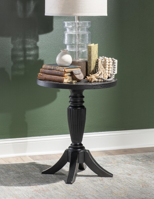 Vintage Market AT Round End Table Kettle Black CLH4011-700 CLH4011700
