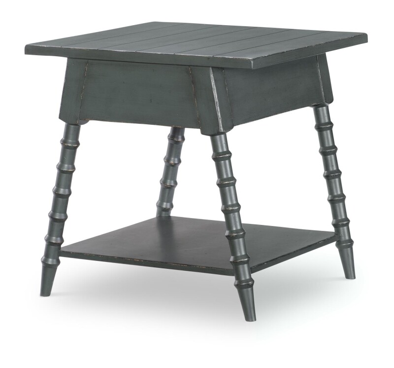 Splayed Bobbin Leg 1 Drw End Table Mallard Green CLH4013-505 CLH4013505