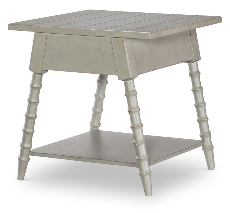 Vintage Market AT Splayed Bobbin Leg 1 Drw End Table Northern Moss CLH4014-505 CLH4014505