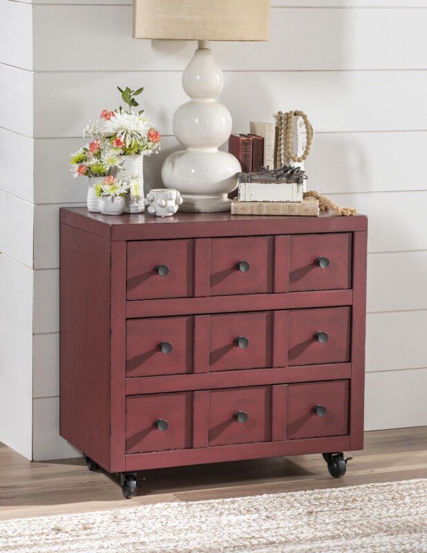 Nightstand 3 Drw W/ Casters Spiced Apple CLH4015-3100 CLH40153100