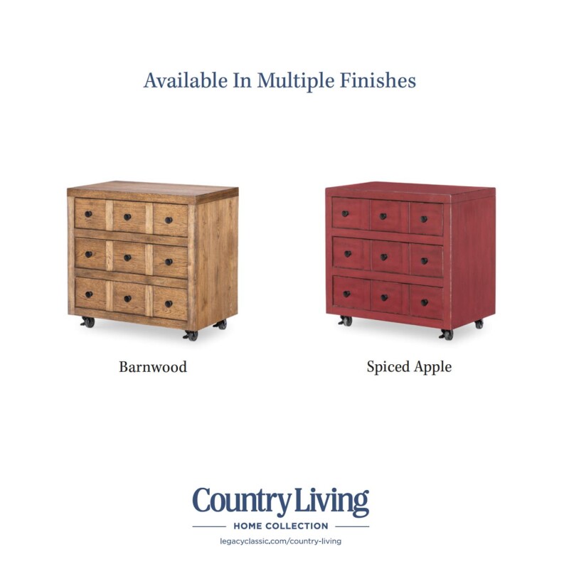 Nightstand 3 Drw W/ Casters Spiced Apple CLH4015-3100 CLH40153100