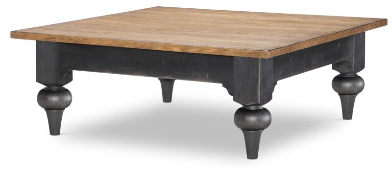 Vintage Market AT Square Cocktail Table Barnwood Oak And Kettle Black CLH4016-104 CLH4016104