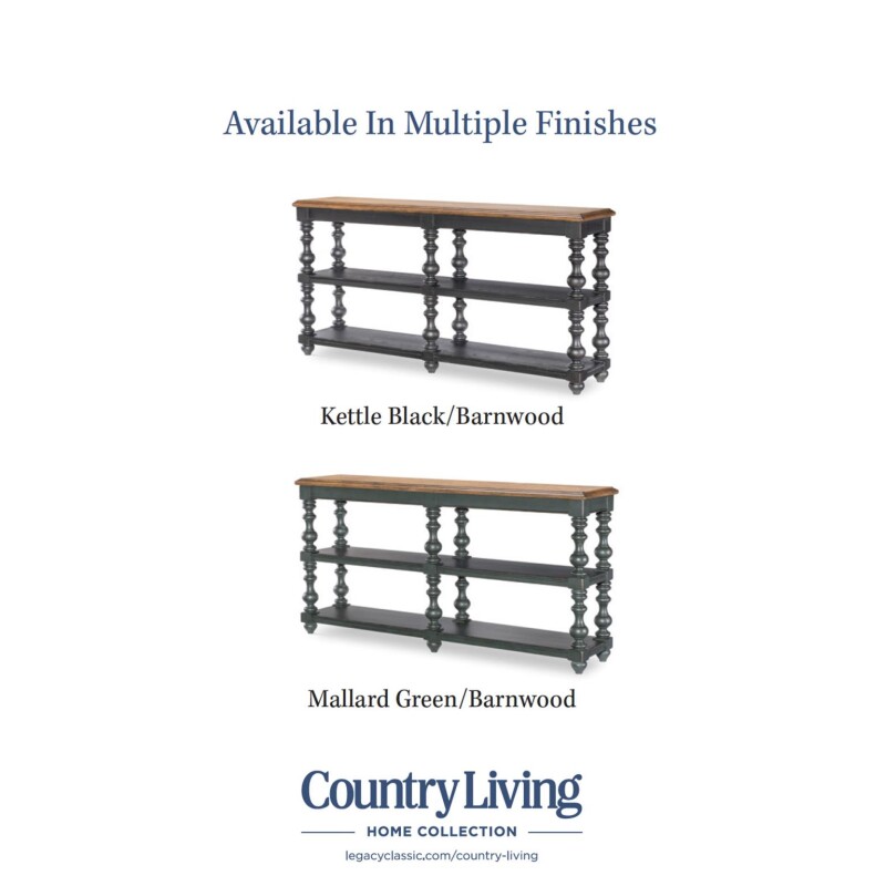 Vintage Market AT Turned Bobbin Leg Console Table Barnwood Oak And Kettle Black CLH4016-106 CLH4016106