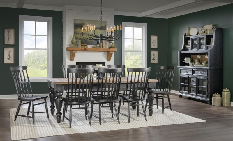 Chimney Leg Table Barnwood Oak And Kettle Black CLH4016-222 CLH4016222