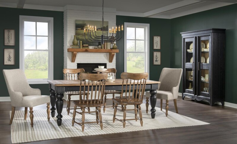 Chimney Leg Table Barnwood Oak And Kettle Black CLH4016-222 CLH4016222