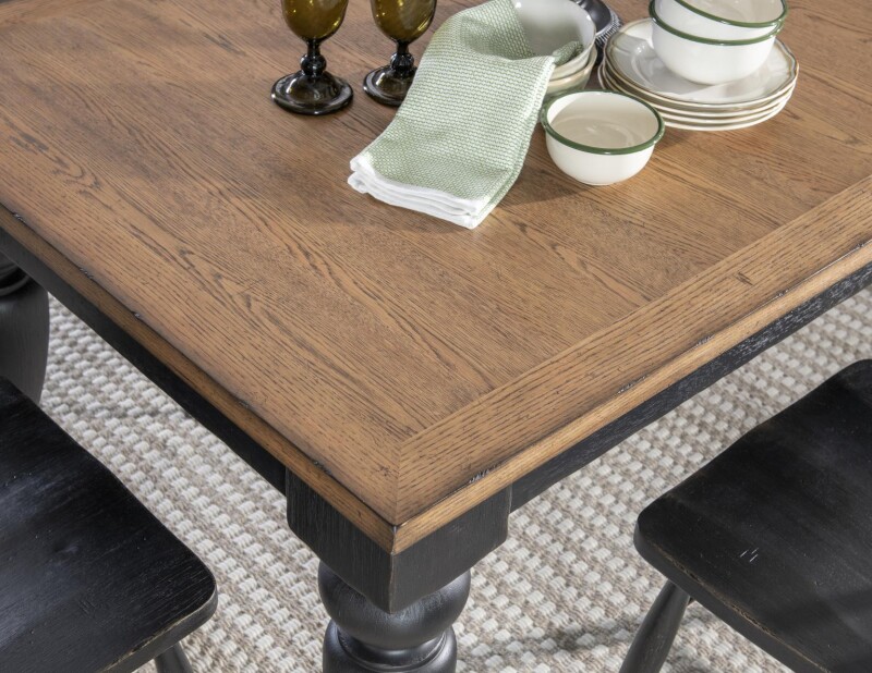 Chimney Leg Table Barnwood Oak And Kettle Black CLH4016-222 CLH4016222