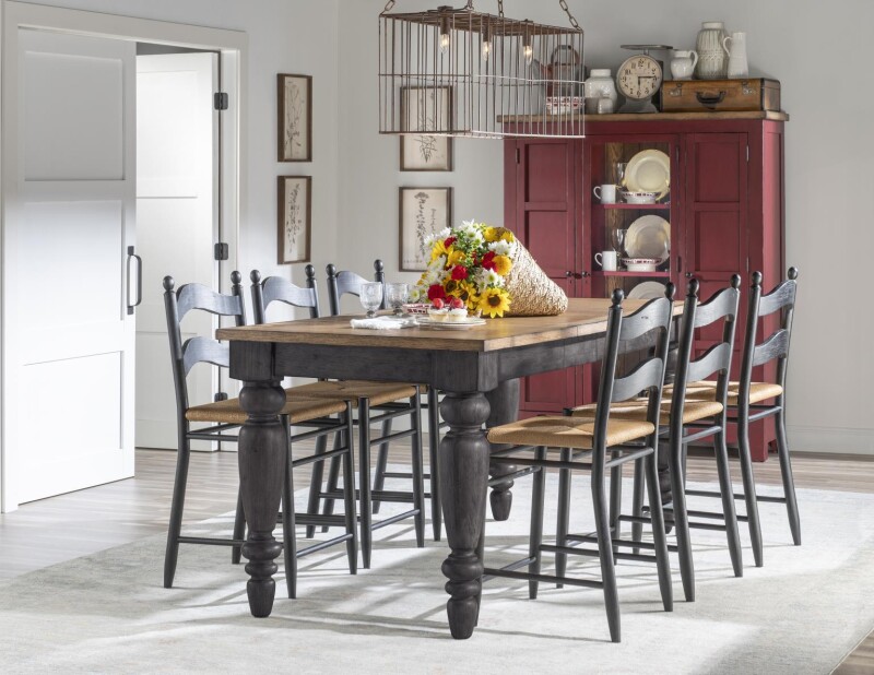 Chimney Leg Counter Height Table Barnwood Oak And Kettle Black CLH4016-923 CLH4016923