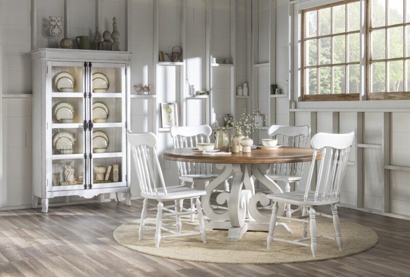 Round Dining Table Barnwood Oak And Picket Fence CLH4017-620 CLH4017620