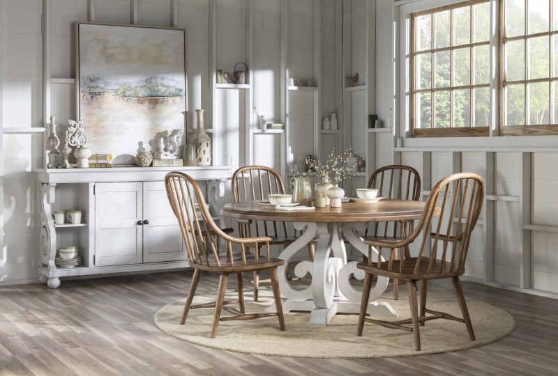 Round Dining Table Barnwood Oak And Picket Fence CLH4017-620 CLH4017620