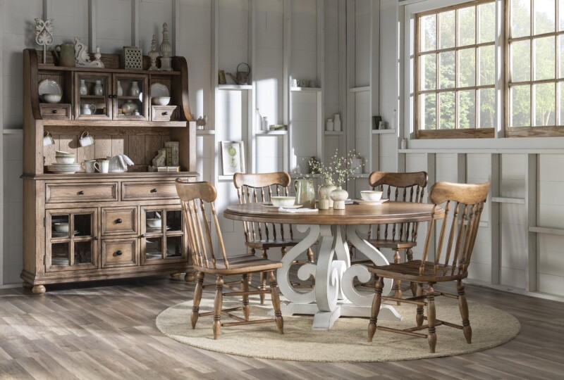Round Dining Table Barnwood Oak And Picket Fence CLH4017-620 CLH4017620