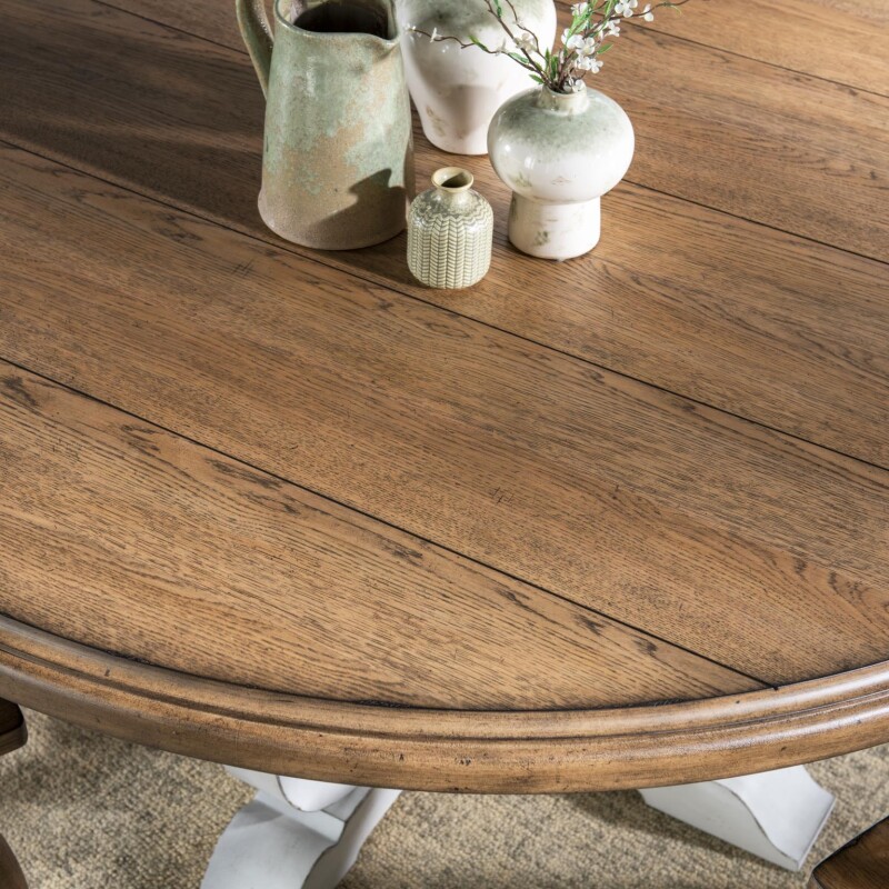 Round Dining Table Barnwood Oak And Picket Fence CLH4017-620 CLH4017620